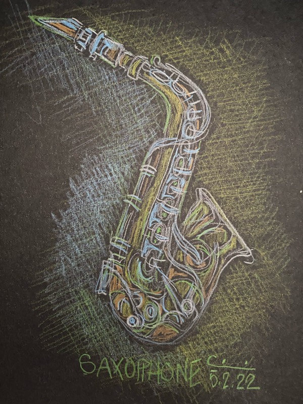 saxophone by eini (Pencil, Pen, Colored pencil)