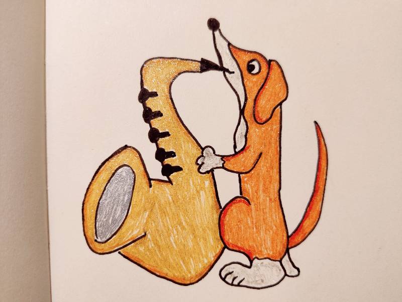 saxophone by Membrant (Pen, Ink)