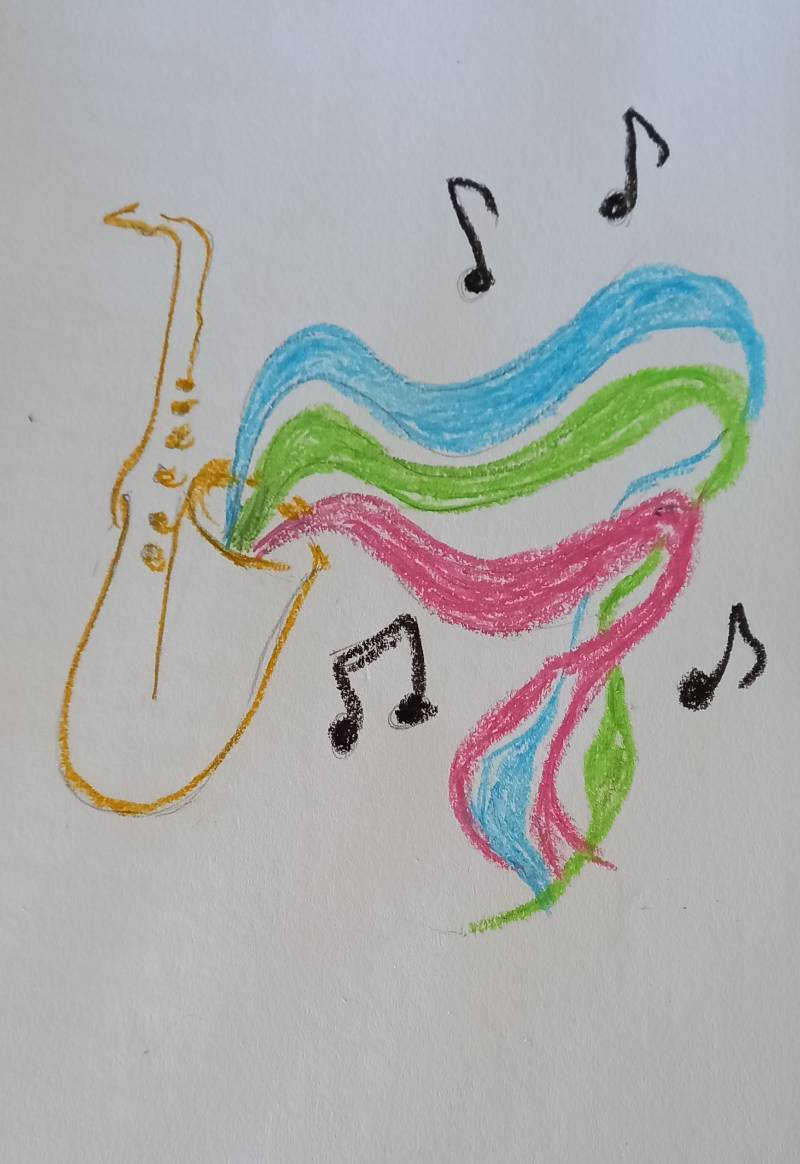saxophone by Jayoga (Oil pastel)