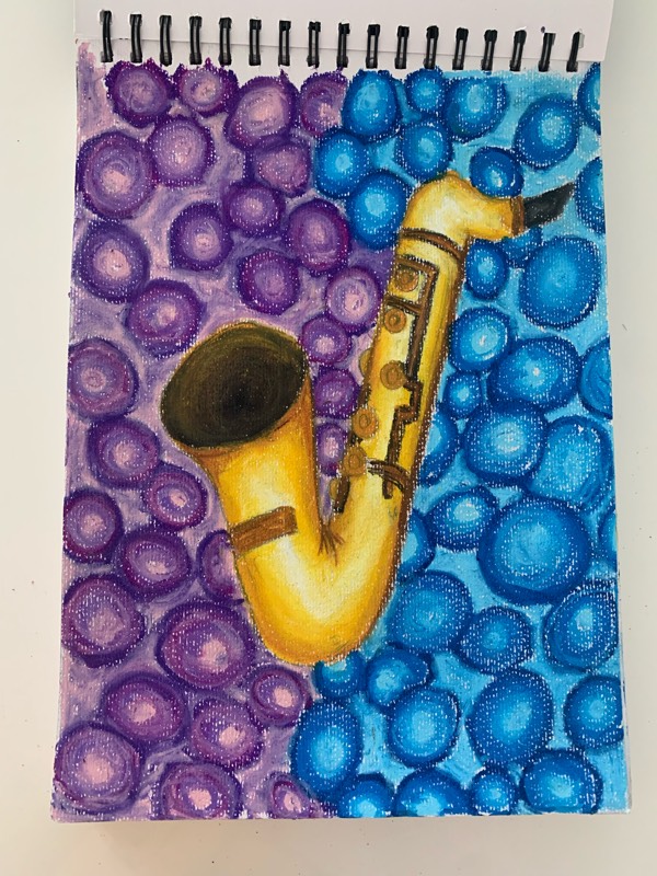 saxophone by DoodlebugE (Oil pastel)