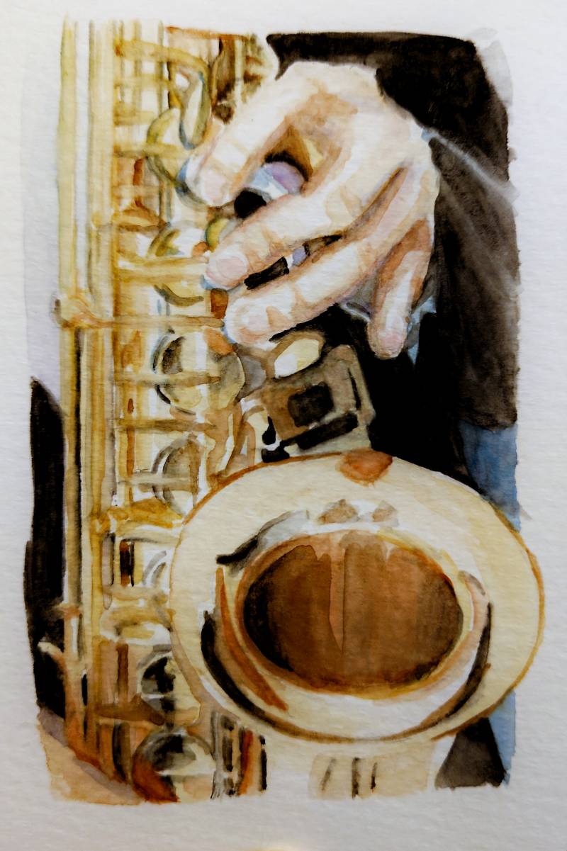 saxophone by meidraws (Watercolor)
