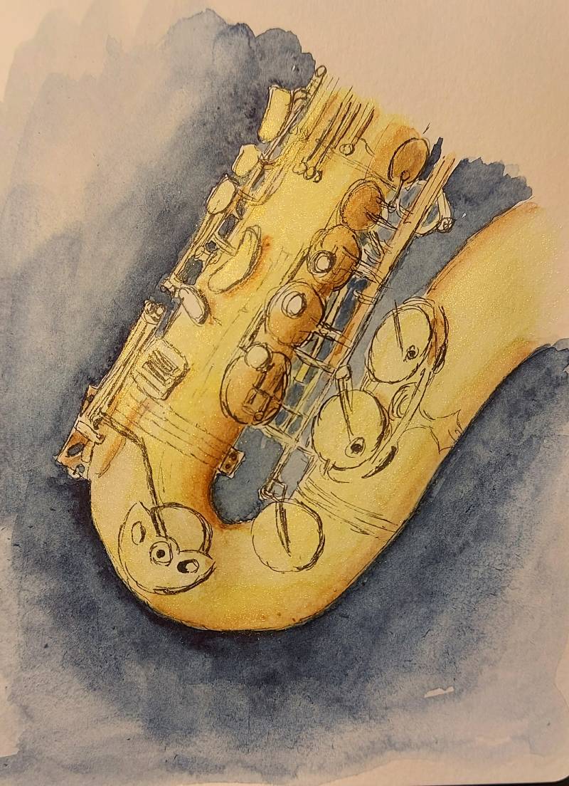 saxophone by Wiliane (Pencil, Watercolor, Ink)