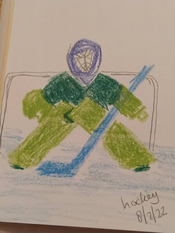 hockey by Plaisirdeau (Pencil, Oil pastel)