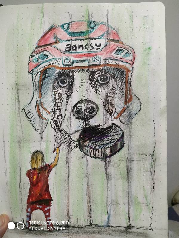 hockey by joseunico (Ink, Pencil, Markers, Soft pastel)