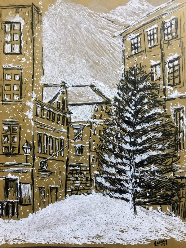 Winter scene drawings