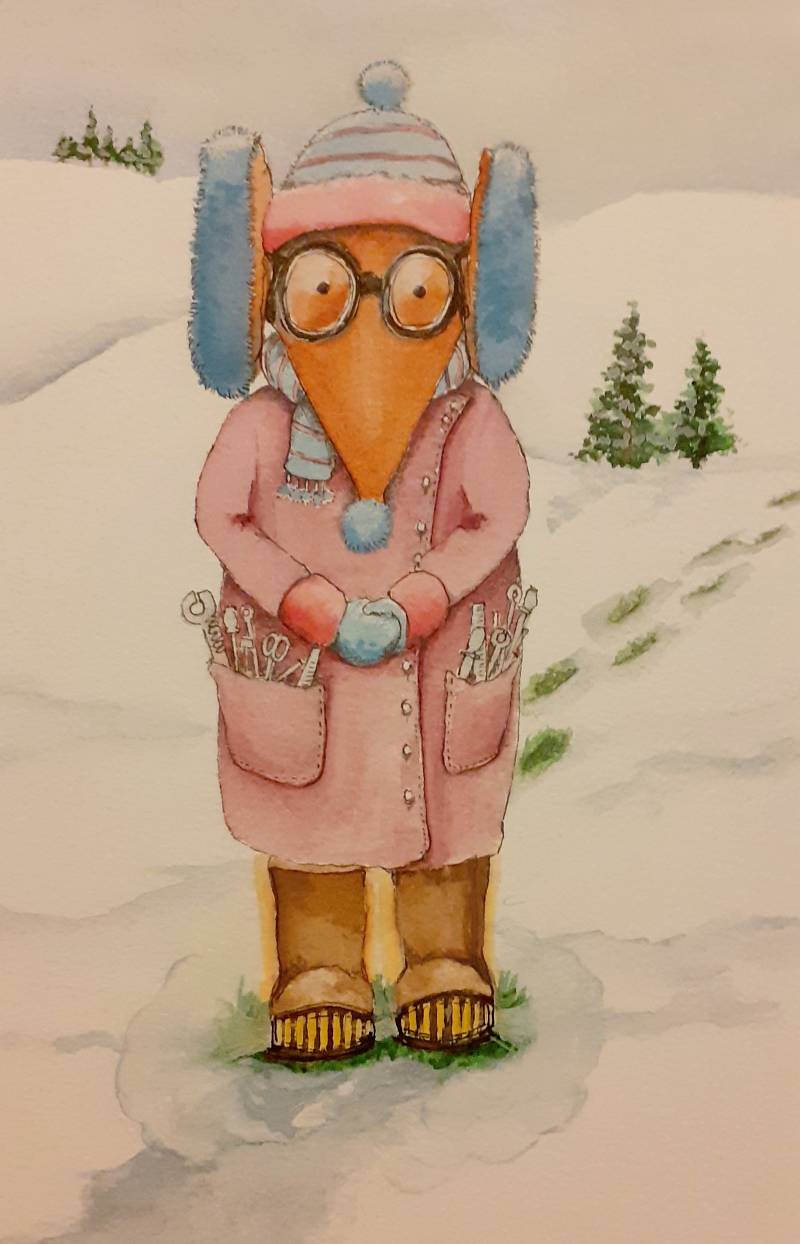 winter by Juliapinksocks (Pencil, Watercolor, Pen, Ink)