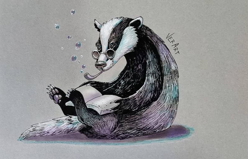 badger by vero_shinjitsu (Pen, Ink, Markers, Colored pencil, Other, Pencil)