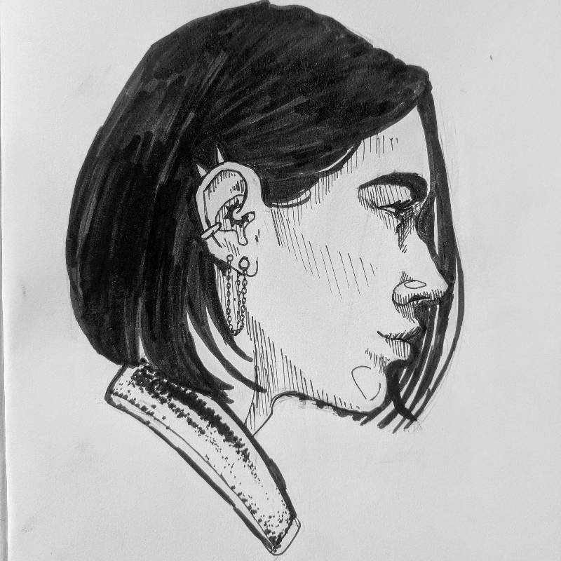 ear by BillieElie (Pen, Ink, Markers)