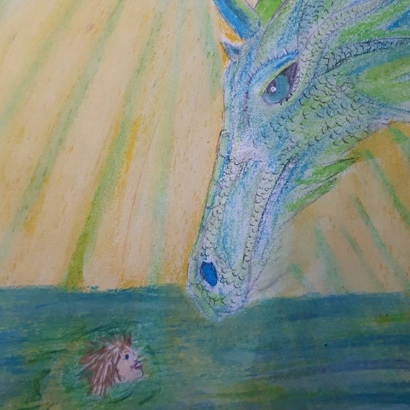 dragon by Leza (Pencil, Colored pencil, Oil pastel)
