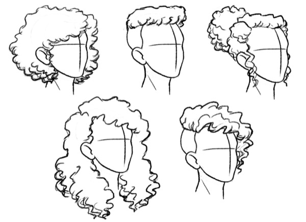 Some curly hair references by NikeMV | Drawings, Curly hair drawing, How to draw  hair